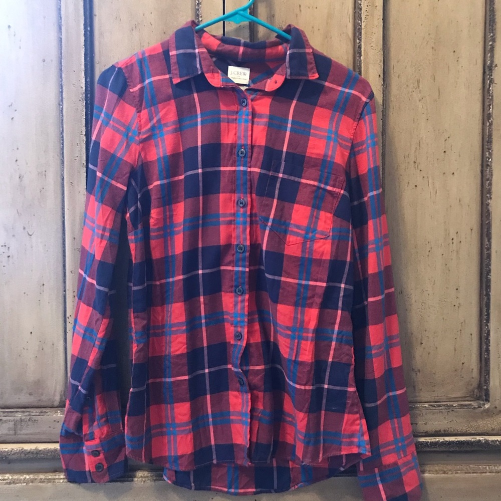 J Crew blue and red plaid flannel